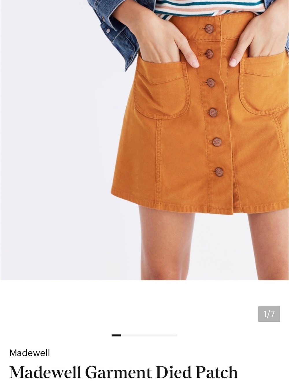 Madewell Mustard Button-Front A-Line Mini Skirt
